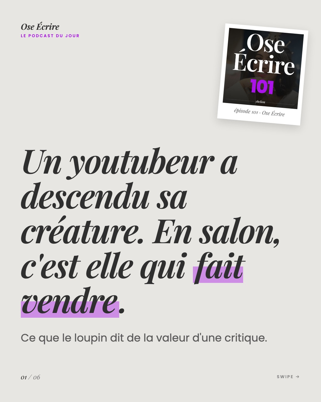 Slide 1 du carousel de l'épisode 101