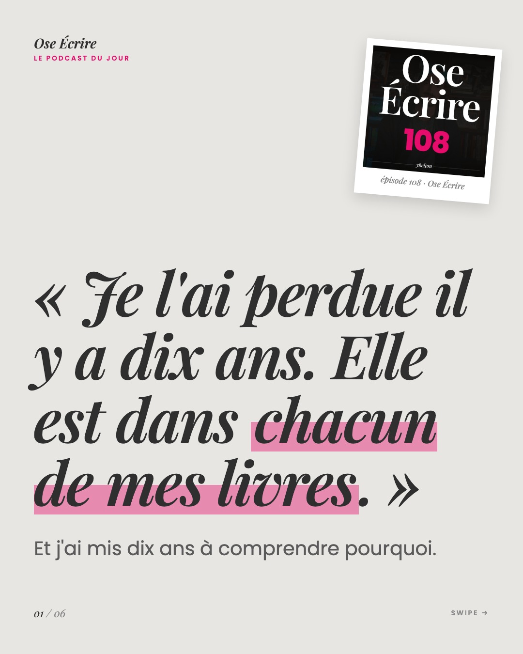 Slide 1 du carousel de l'épisode 108