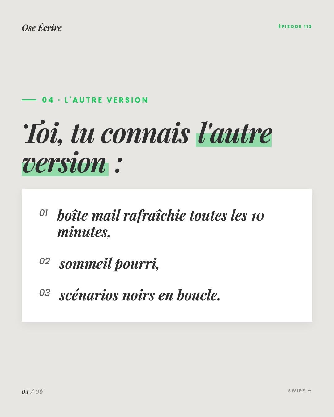 Slide 4 du carousel de l'épisode 113