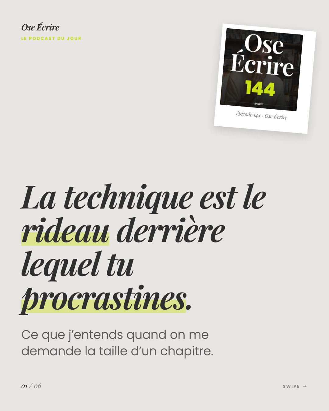 Slide 1 du carousel de l'épisode 144