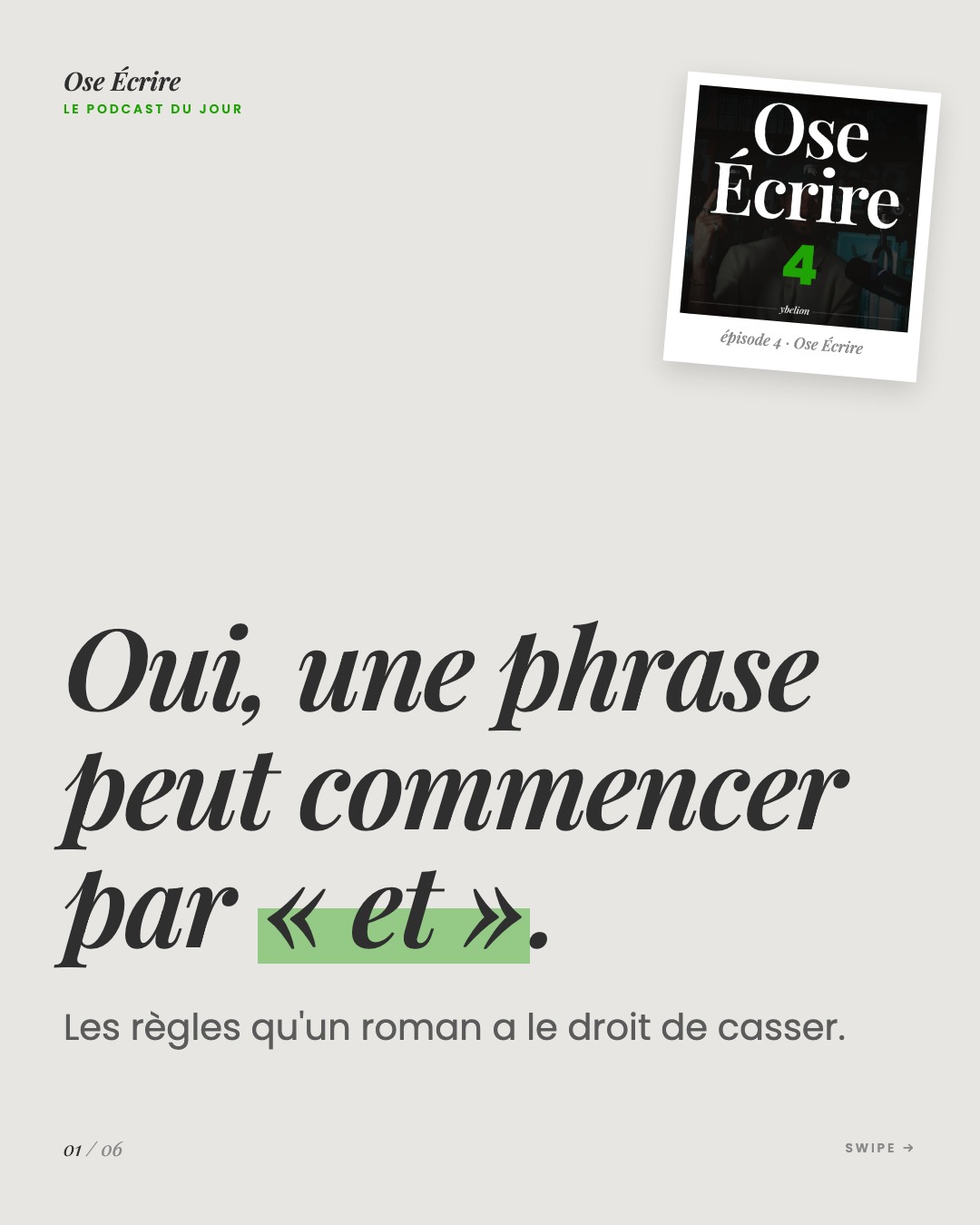 Slide 1 du carousel de l'épisode 4