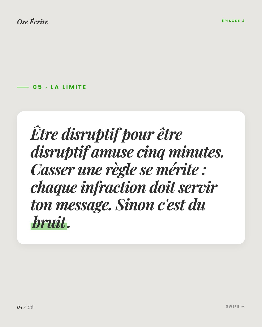 Slide 5 du carousel de l'épisode 4
