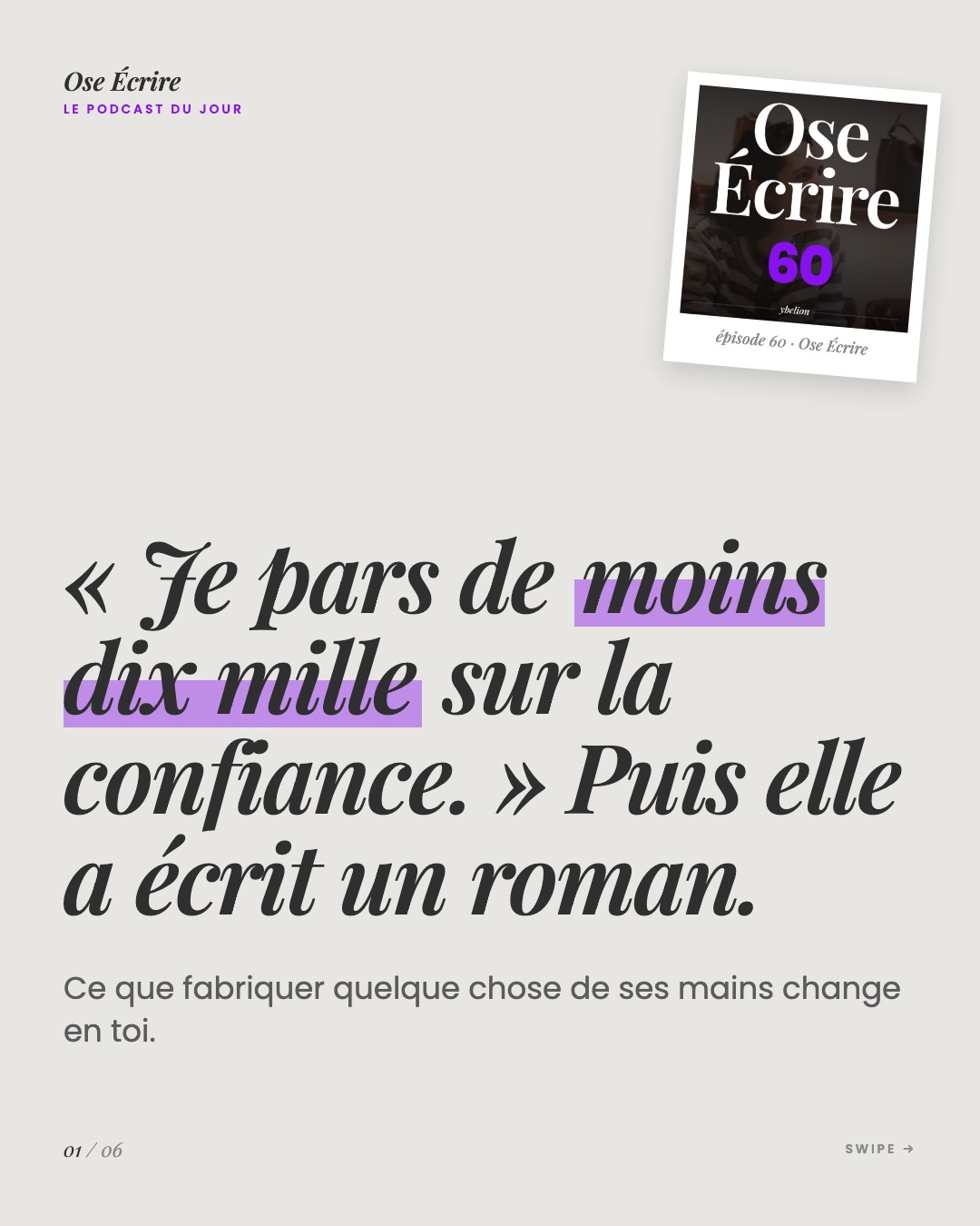 Slide 1 du carousel de l'épisode 60