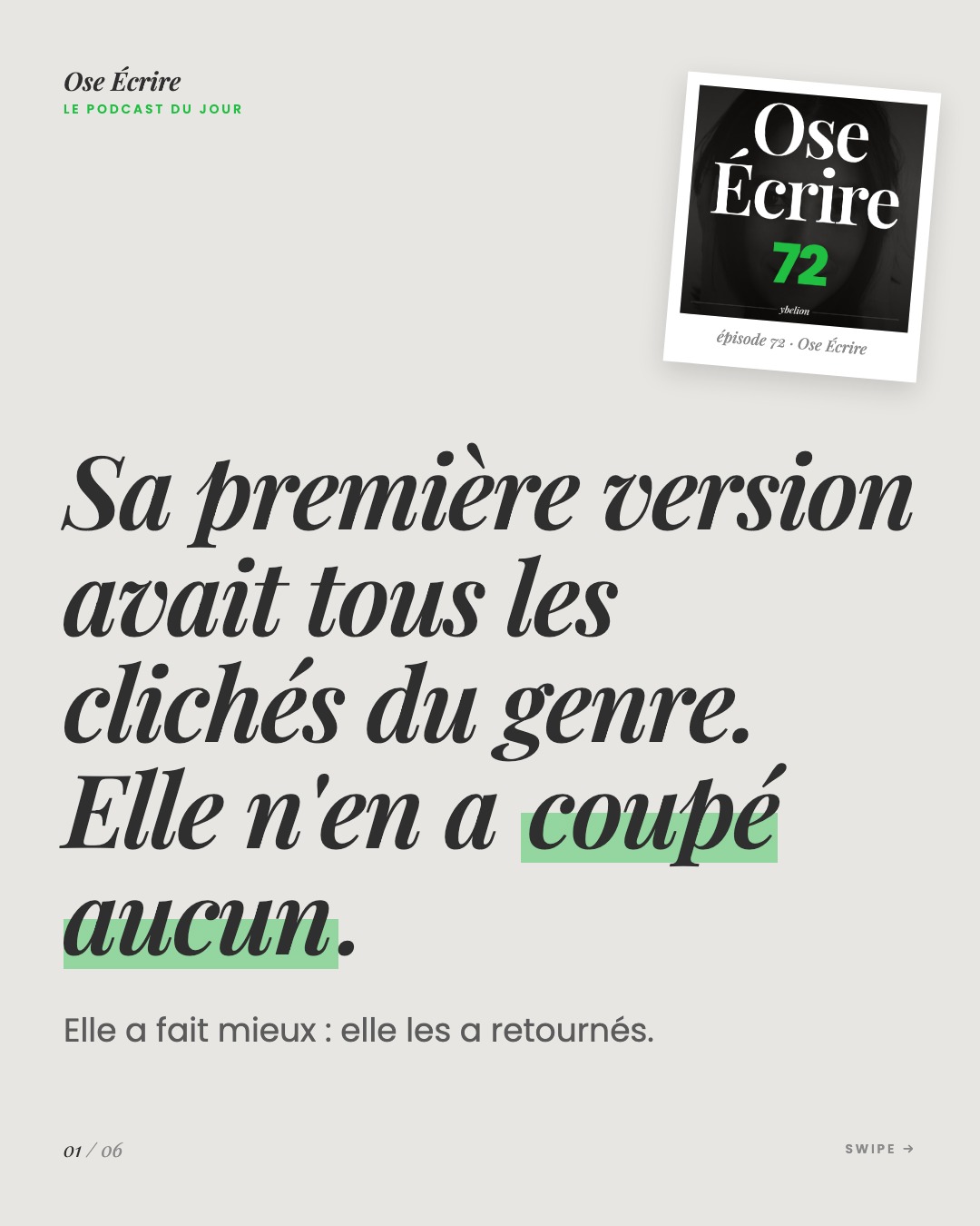 Slide 1 du carousel de l'épisode 72