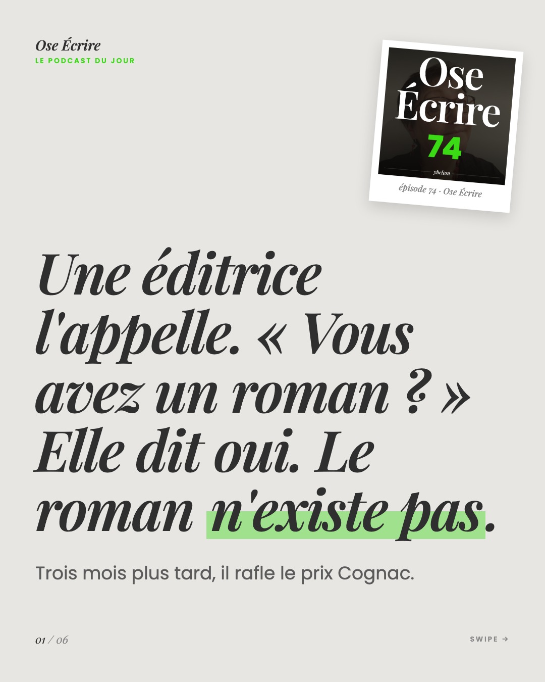 Slide 1 du carousel de l'épisode 74