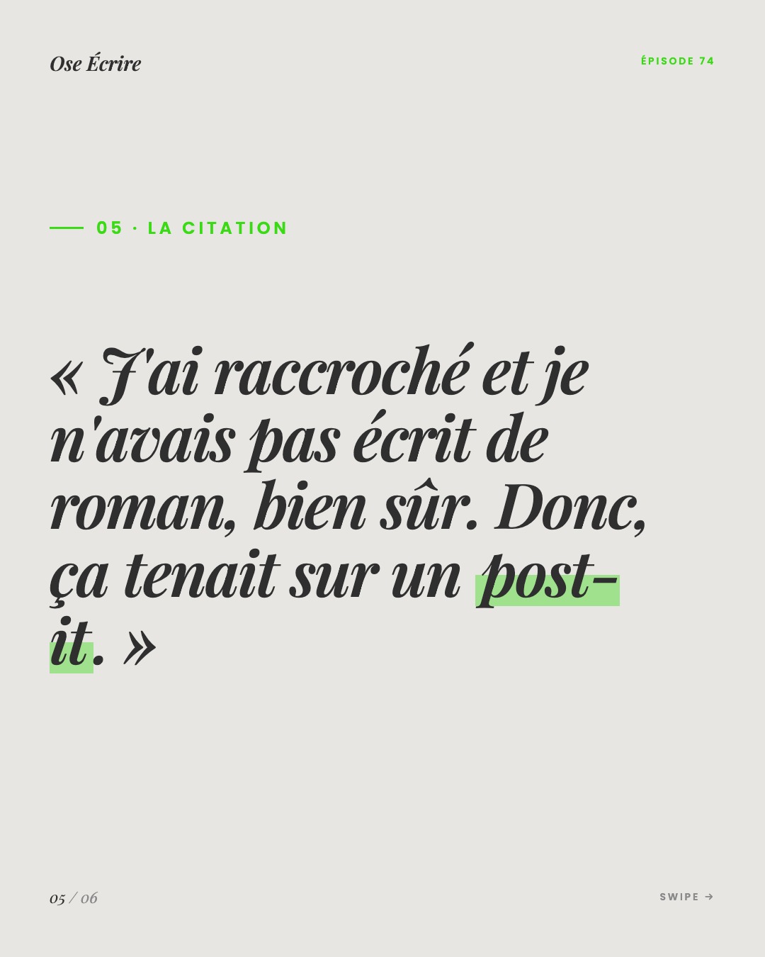 Slide 5 du carousel de l'épisode 74
