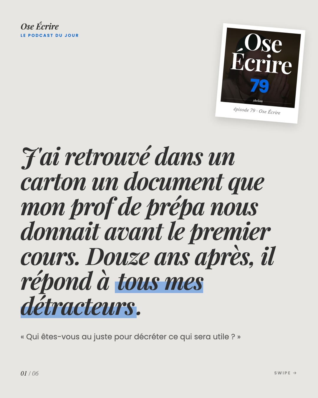 Slide 1 du carousel de l'épisode 79