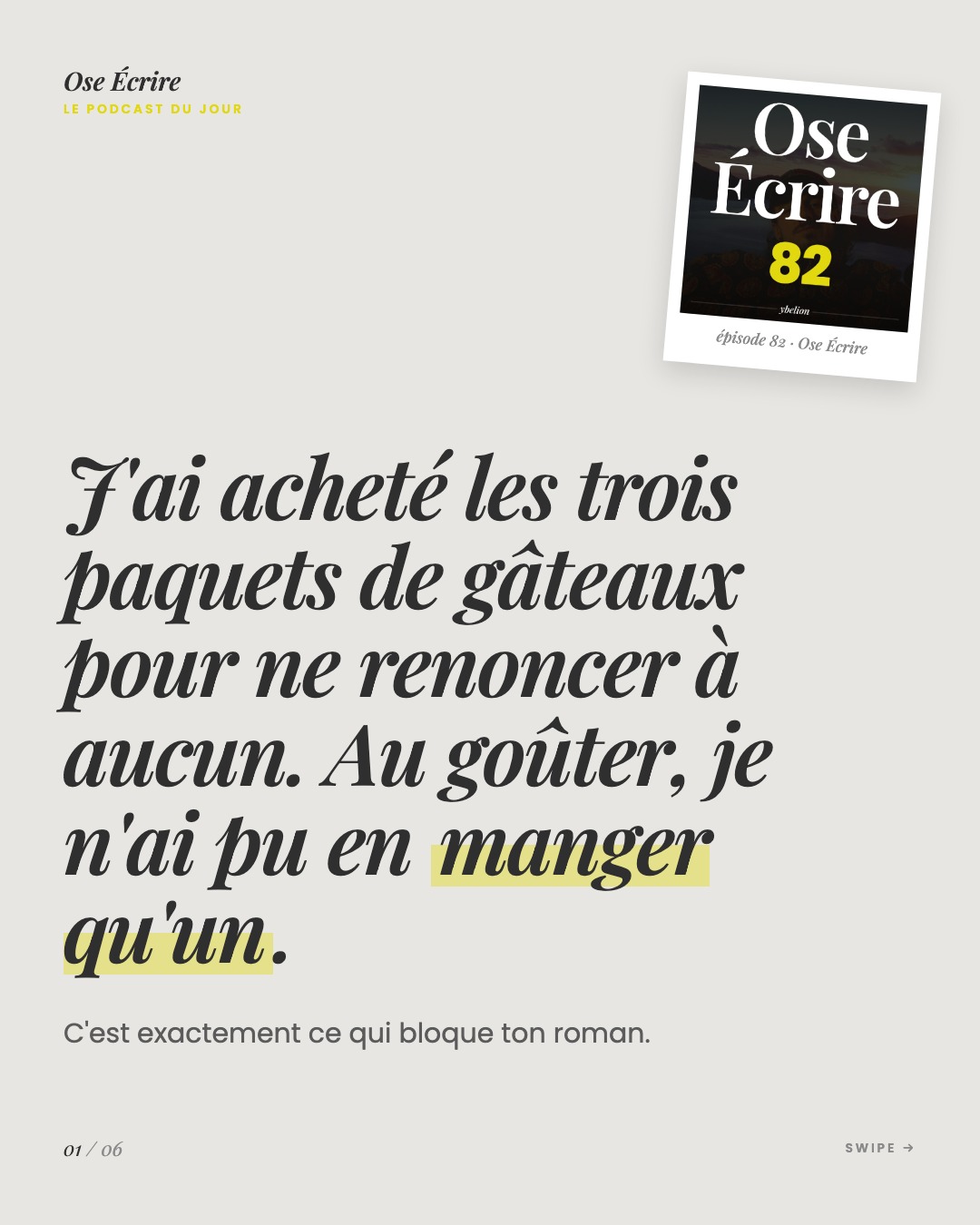 Slide 1 du carousel de l'épisode 82