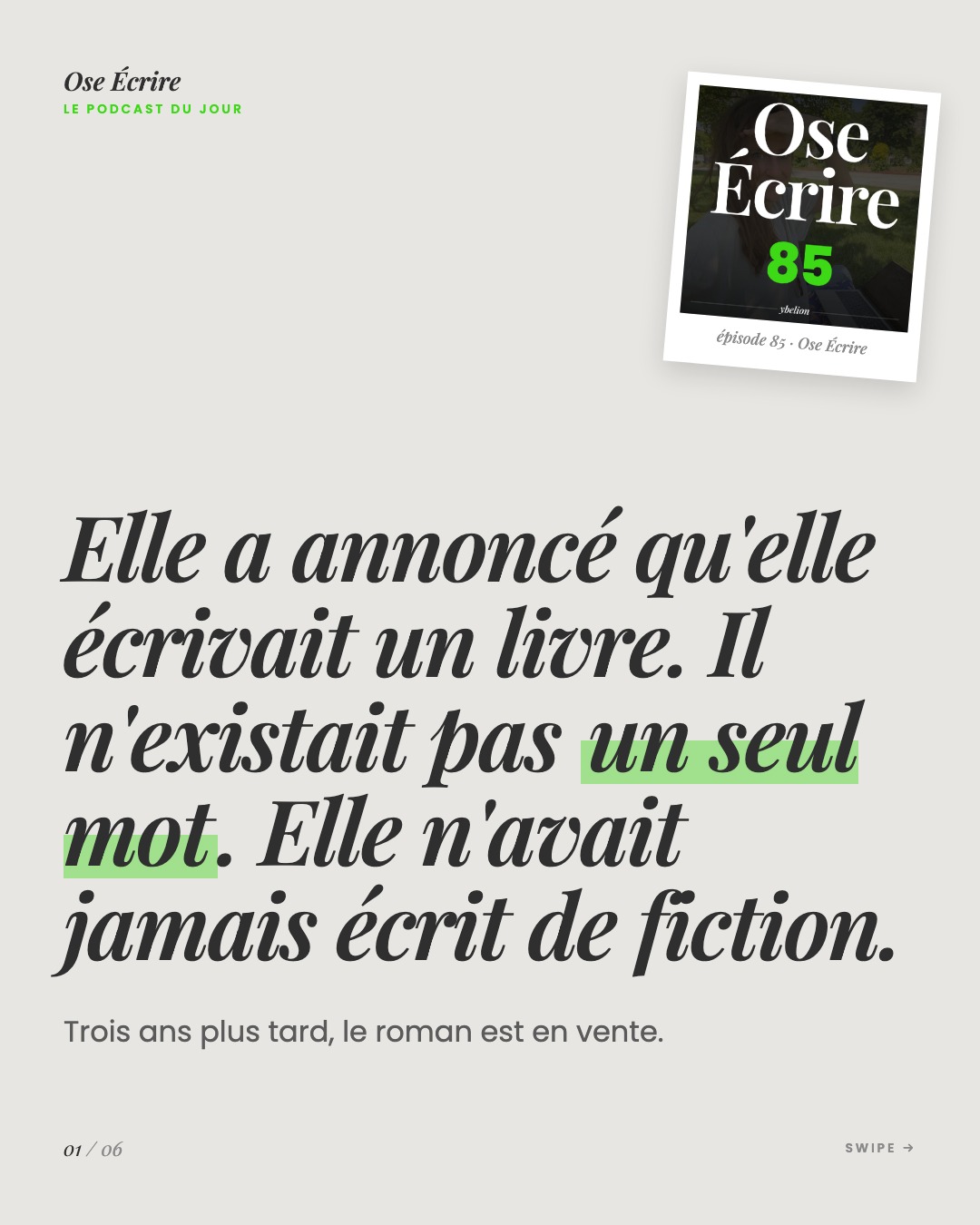 Slide 1 du carousel de l'épisode 85