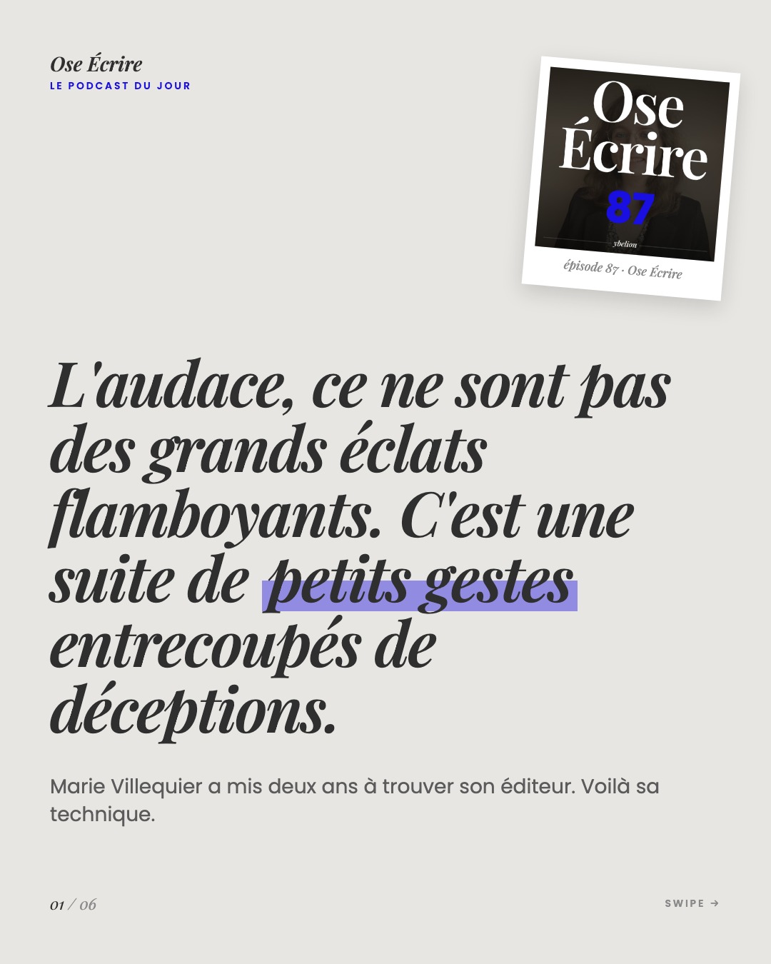 Slide 1 du carousel de l'épisode 87