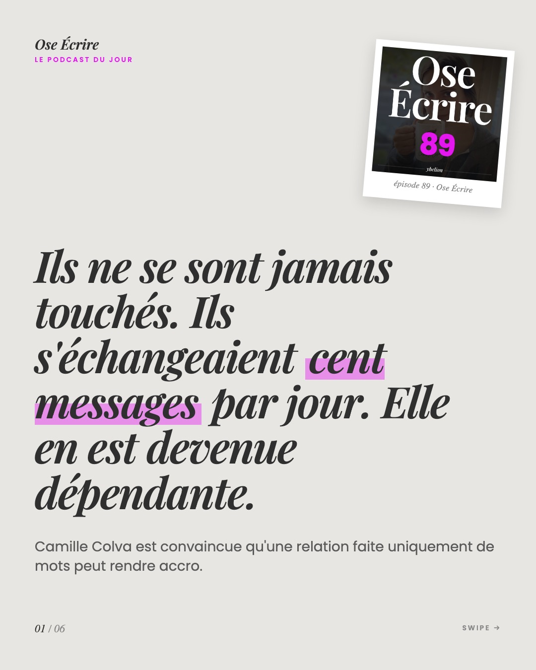 Slide 1 du carousel de l'épisode 89