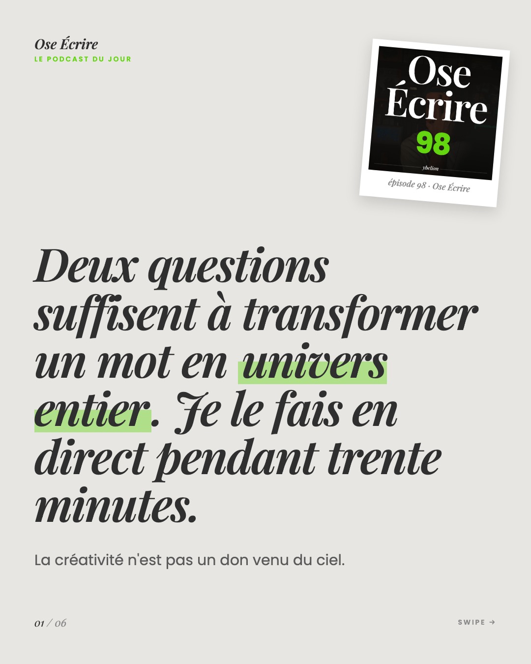 Slide 1 du carousel de l'épisode 98